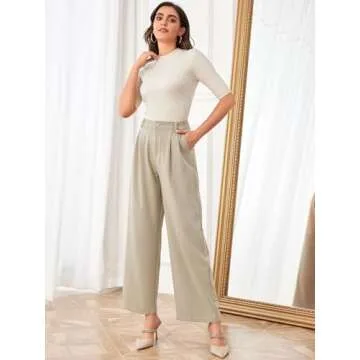 Stylish SweatyRocks Women's Wide Leg Casual Pants