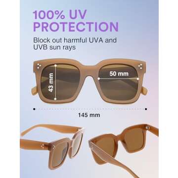 zeroUV - Oversized Fashion Retro Square Sunglasses for Women Vintage Style 50mm (Shiny Brown/Brown)