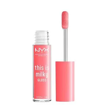 NYX PROFESSIONAL MAKEUP This Is Milky Gloss, Vegan Lip Gloss, 12 Hour Hydration - Moo-dy Peach (Sheer Coral)