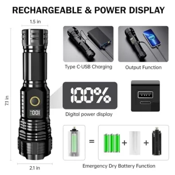 High Lumens Rechargeable Flashlight - 990000LM