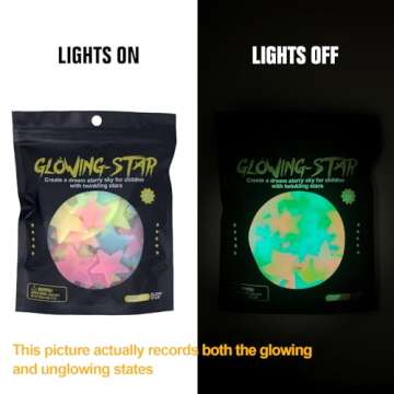 150pcs Glow in The Dark Ceiling Stars, Mixed Colour Superbright Plastic Stars Wall Decor, Removable Reusable Wall Sticker Murals Decoration for Nursery Room Decor for Children