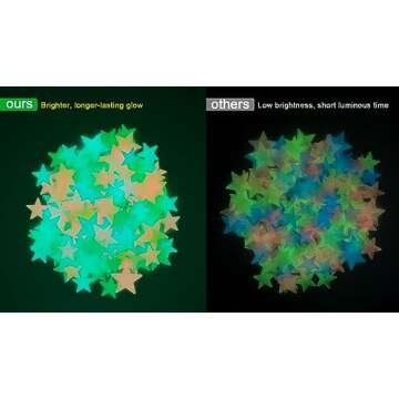 150pcs Glow in The Dark Ceiling Stars, Mixed Colour Superbright Plastic Stars Wall Decor, Removable Reusable Wall Sticker Murals Decoration for Nursery Room Decor for Children