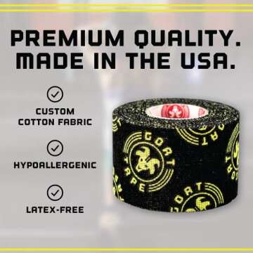 Scary Sticky Premium Hook Grip Tape, Athletic Tape for Cross Training, Weightlifting Tape, Cross Training Accessories, Sports Grip Tape - 30 Feet Long, Black/Yellow, 1 Roll