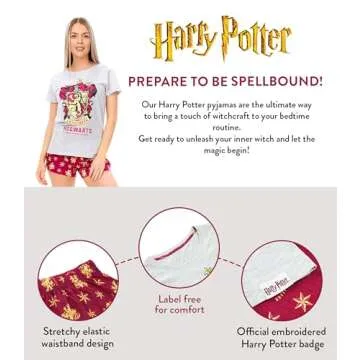 Harry Potter Womens Pajamas Hogwarts Grey X-Large