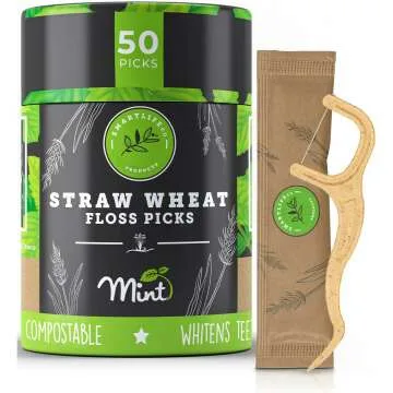 Biodegradable Dental Floss Picks - Eco-Friendly Mint Flavor