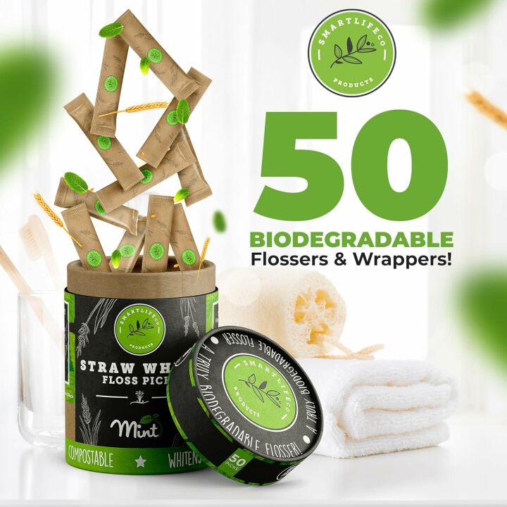 Biodegradable Dental Floss Picks - Eco-Friendly Mint Flavor