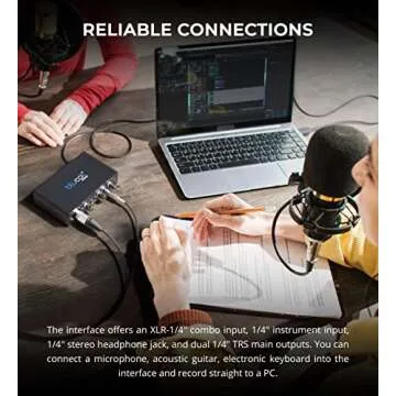 Blucoil USB Audio Interface with 48V Phantom Power and Direct Monitoring