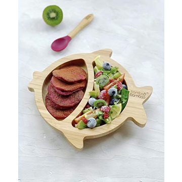 Bamboo Baby Plate with Suction for Safe Self-Feeding