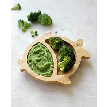 Bamboo Baby Plate with Suction for Safe Self-Feeding