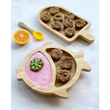 Bamboo Baby Plate with Suction for Safe Self-Feeding