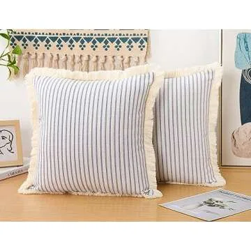NUYECY Light Blue Boho Pillow Covers Set of 2 for Home Decor