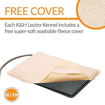 K&H Pet Products Original Lectro-Kennel Outdoor Heated Dog Pad with Free Cover Black Medium 16½” x 22½”, Waterproof Dog Cat Heating Pad Warming Mat Anti Chewy Cord for Outside Animals
