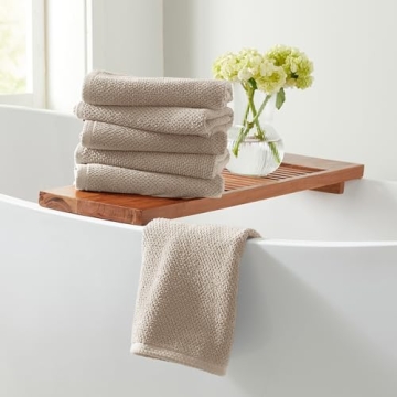 Great Bay Home Taupe Hand Towels - Luxurious 6 Pack for Everyday Use