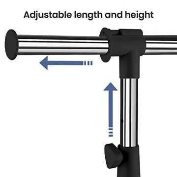 LiaMeE Adjustable Clothing Rack for Hanging Clothes, Heavy Duty Garment Rack with Wheels，Free Standing Rolling Clothes Rack with Shelf & Grid, Easy Assembly Standard Rod, Black & Chrome