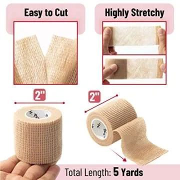 Mr. Pen- Self Adhesive Bandage Wrap, 6 Pack, Skin Colored, 2“ x 5 Yards, Cohesive Bandages, Medical Wrap, Elastic Bandage Wrap, Self Sticking Bandage Tape