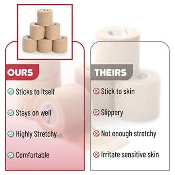 Mr. Pen- Self Adhesive Bandage Wrap, 6 Pack, Skin Colored, 2“ x 5 Yards, Cohesive Bandages, Medical Wrap, Elastic Bandage Wrap, Self Sticking Bandage Tape