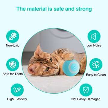 AMESEDAK Automatic Rolling Cat Ball Interactive Smart Toy, Indoor Cat Moving Toy Bouncing Rolling Ba...