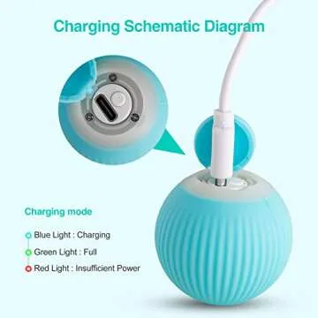 AMESEDAK Automatic Rolling Cat Ball Interactive Smart Toy, Indoor Cat Moving Toy Bouncing Rolling Ball Led Light Peppy Pet Balls Rolling Hunting Instinct Kitten Funny Training Toy (Pink) (Blue) (Blue)