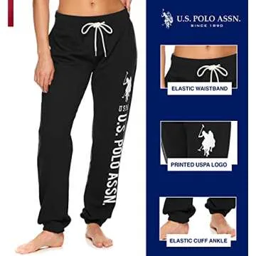 U.S. Polo Assn. Womens Sweatpants - Women Joggers Sweats with Logo Print - French Terry Poly-Cotton ...