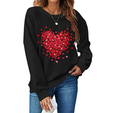DOLKFU valentines t shirts for women Valentines Day Shirts For Women Fashion Love Heart Graphic Pull...
