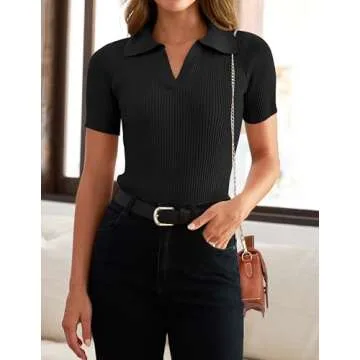 ZESICA Women's V Neck T-shirt - Comfortable & Stylish Top