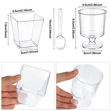 Funtery 300 Pack Mini Dessert Cups with Spoons Bulk