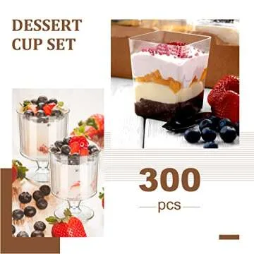 Funtery 300 Pack Mini Dessert Cups with Spoons Bulk