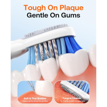 Bitvae D2 Electric Toothbrush - Rechargeable, 8 Brush Heads, Pink