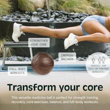 Retrospec Core Weighted Medicine Ball 4, 6, 8, 10, 12, 14, 16, 20, 25, 30 lbs, Soft Touch Vegan Leather with Sturdy Grip for Strength Training, Recovery, Balance Exercises and Other Full-Body Workouts