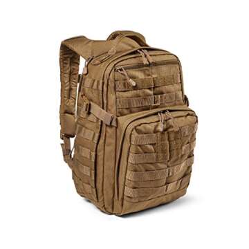 5.11 Tactical Backpack – Rush 12 2.0 – Military Molle Pack, CCW with Multiple Compartments, 24 Liter, Small, Style 56561, Kangaroo