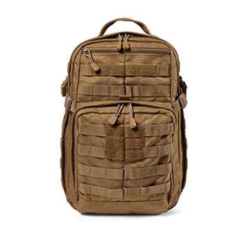 5.11 Tactical Backpack – Rush 12 2.0 – Military Molle Pack, CCW with Multiple Compartments, 24 Liter, Small, Style 56561, Kangaroo