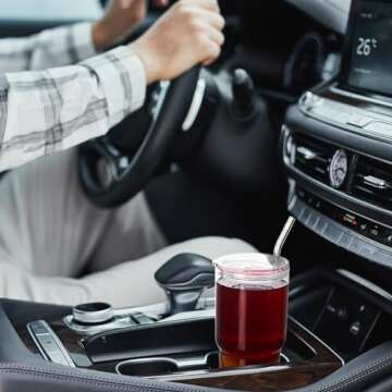 Dingerjar Glass Tumbler with Lid and Straw, High Borosilicate Glass Coffee Cup Smoothie Cups 24 oz/750ml for Hot or Cold Drinks 2 Pack