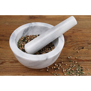 RSVP White Marble Mortar and Pestle for Easy Grinding