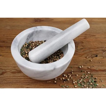 RSVP White Marble Mortar and Pestle for Easy Grinding