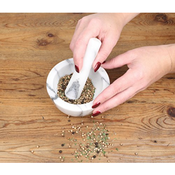RSVP White Marble Mortar and Pestle for Easy Grinding