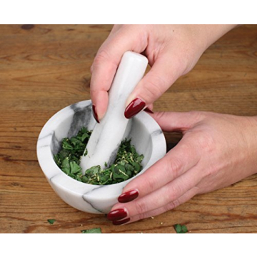 RSVP White Marble Mortar and Pestle for Easy Grinding