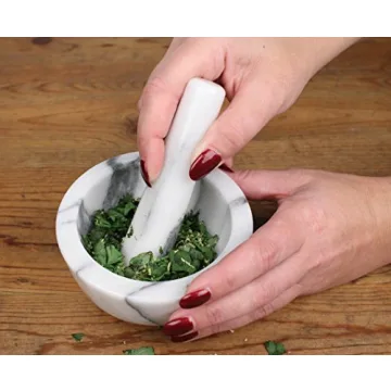 RSVP White Marble Mortar and Pestle for Easy Grinding