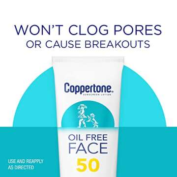 Coppertone Oil Free Face Sunscreen SPF 50 - 3 Oz Tube