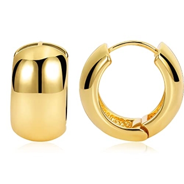 FAMARINE Chunky Gold Hoop Earrings - 0.8 in Huggie Style