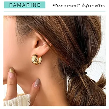 FAMARINE Chunky Gold Hoop Earrings for Women and Men