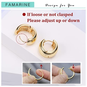 FAMARINE Chunky Gold Hoop Earrings for Women and Men