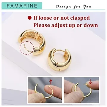 FAMARINE Chunky Gold Hoop Earrings for Women and Men