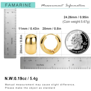 FAMARINE Chunky Gold Hoop Earrings for Women and Men