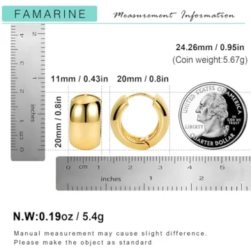 FAMARINE Chunky Gold Hoop Earrings for Women and Men