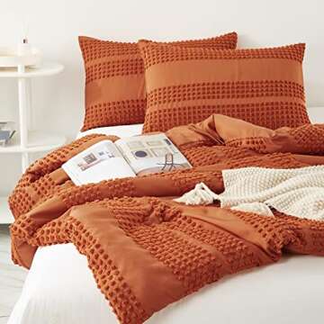 Cupocupa Queen Comforter Set Caramel Tufted Comforter Sets Bedding for Queen Bed 3PCS Boho Comforter Soft Fluffy Lightweight Comforter with 2 Pillow Cases for All Season