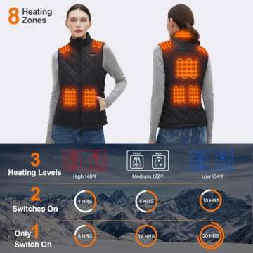 Glaais Heated Vest Women with Battery Pack 14000mAh 7.4V, Women's Heated Vest Heating Vest, Warming ...