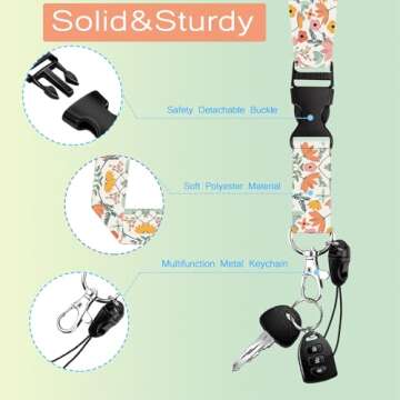 ID Badge Holder with Lanyard, Retractable Badge Reel with Swivel Belt Clip, Detachable Lanyard Name Card Tag Vertical ID Protector Badge Reel for Nurse Teacher Office Employees (Little Flowers)