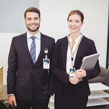 ID Badge Holder with Lanyard, Retractable Badge Reel with Swivel Belt Clip, Detachable Lanyard Name Card Tag Vertical ID Protector Badge Reel for Nurse Teacher Office Employees (Little Flowers)