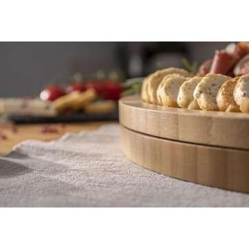 Charcuterie Cheese Board and Platter Set - Made from Bamboo Wood - US Patented 13 inch Cheese Cutting Board and Knife for Entertaining and Serving - 4 Knives - 4 Bowls