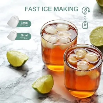 SMUG Countertop Ice Maker, 9 Cubes in 6 Mins, 26lbs in 24Hrs, 2 Sizes of Bullet Ice, Auto-Cleaning, Portable Ice Machine with Handle, Basket and Scoop for Home Kitchen, Party and Camping (Black)